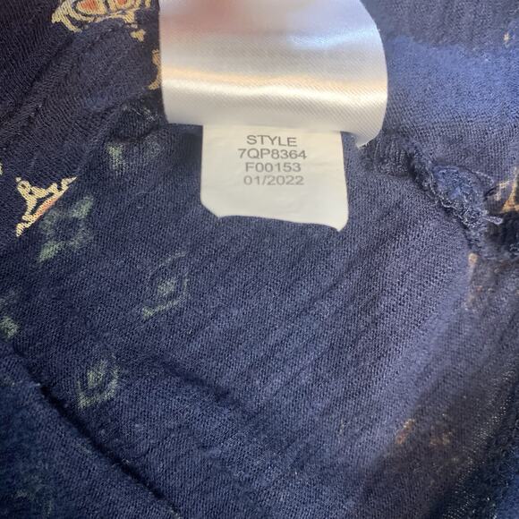 Lucky Brand Shirt 2X Persian Ethnic Print Boho Blue Short Sleeves Plus Size - Picture 6 of 8